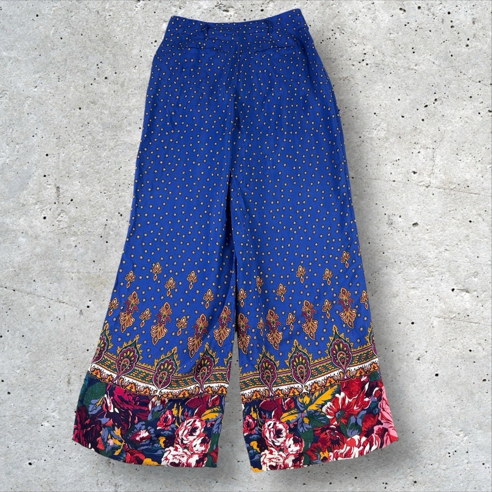 Anthropologie ETT TWA Wide‎ Leg Floral Viscose Pants Boho Beachy Sz 6 - Picture 5 of 8